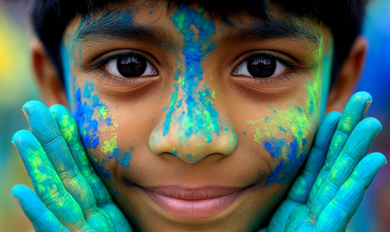 Compressed Holi celebration image of a happy child - optimized to 144 KB Compressed Holi celebration image of a happy child - optimized to 144 KB